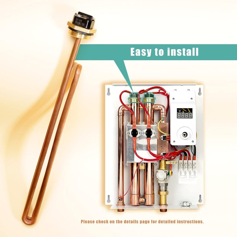 Lisnhlin عنصر سخان الماء HE 90240 2PCS متوافق مع Ecosmart ECO 18/24/27/36، 9KW 240V عنصر سخان الماء بدون خزان HE 80240 بديل لـ iHeat يستبدل He80240 RC04709024S SGB-2903 HA-P004 HA-P005 - Image 5